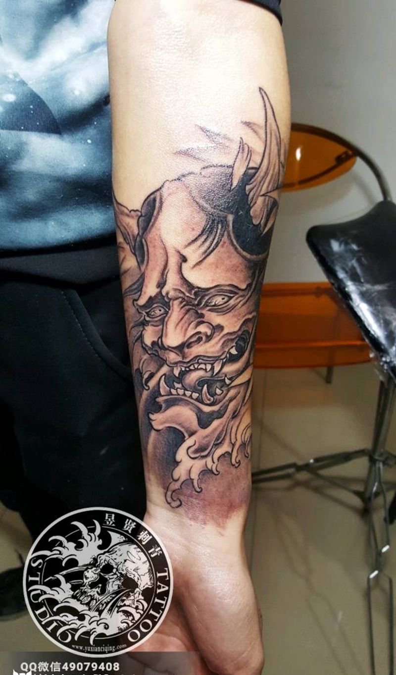 般若纹身图片_腿部手臂新传统般若纹身图案