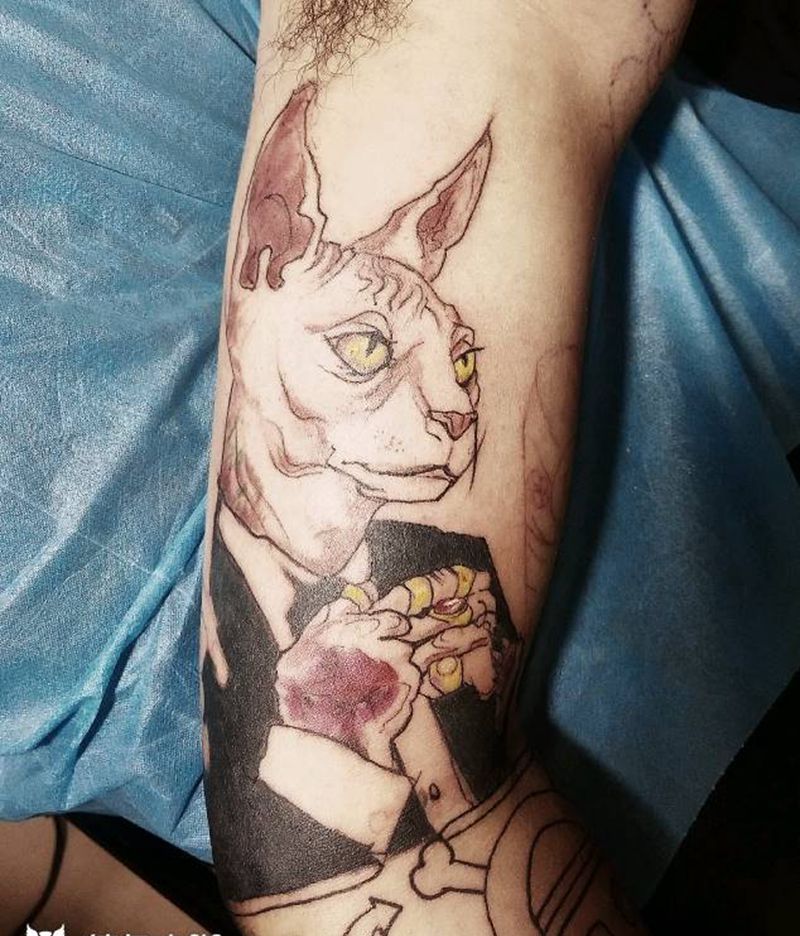 破坏之神比鲁斯纹身图片_手臂新传统水彩纹身图案