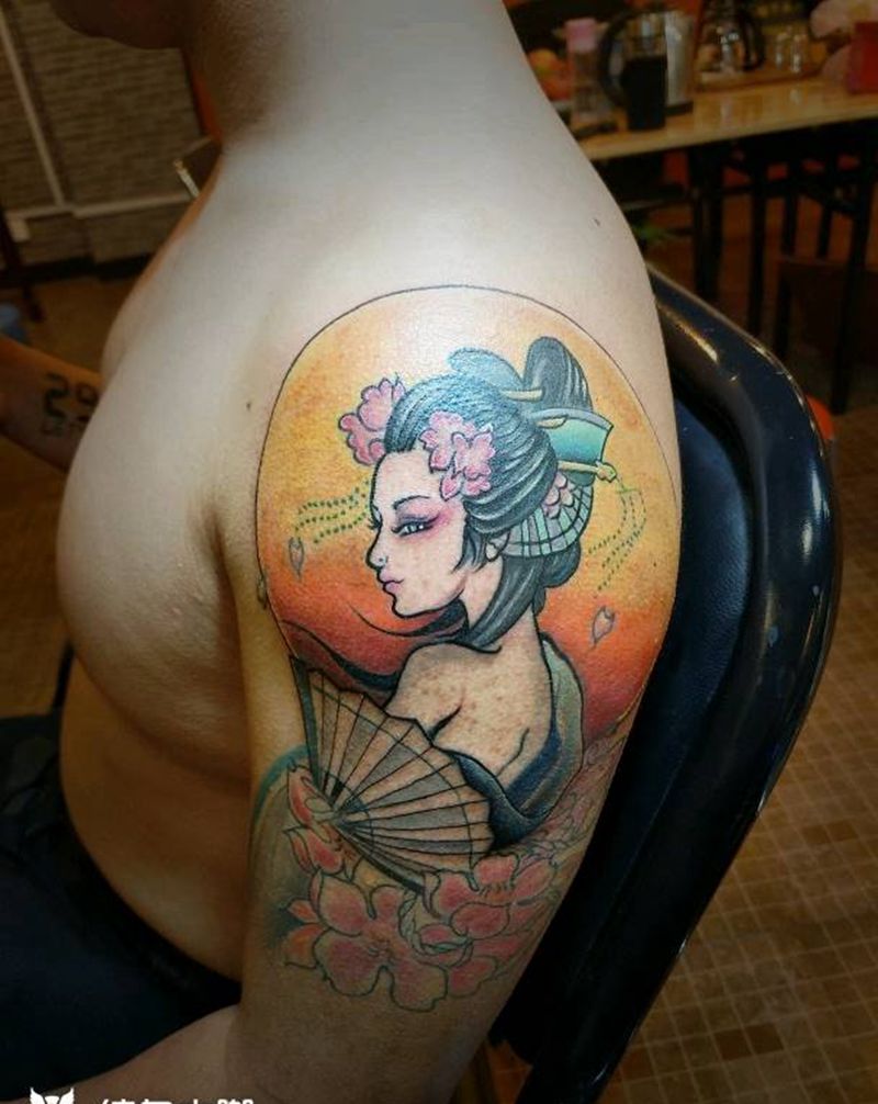 修改失败纹身 未完待续纹身图片_手臂清新人物艺姬成品纹身图案