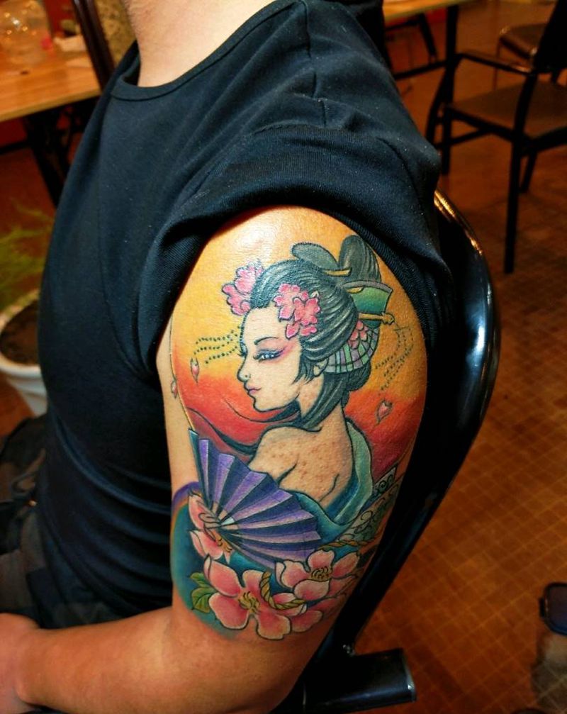 失败纹身修改纹身图片_手臂传统清新人物花臂成品纹身图案