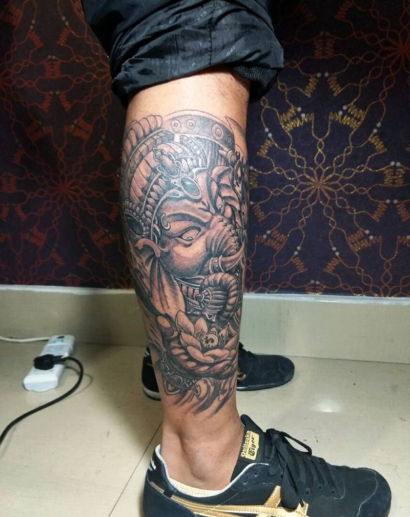 象神纹身图片_胸部腹部背部腿部传统人物鬼神宗教象神成品纹身图案