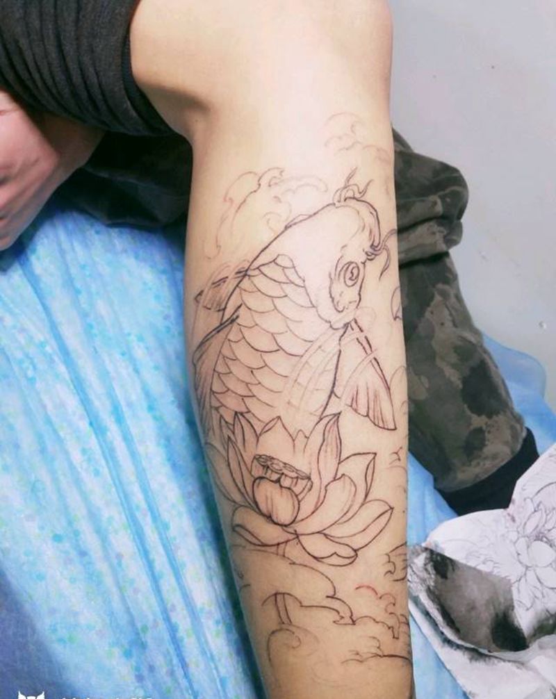 原创小腿鱼纹身图片