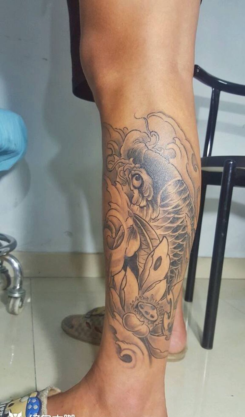 鲤鱼 恢复后纹身图片_肩部胸部腰部背部手臂腿部传统动物鱼成品纹身图案