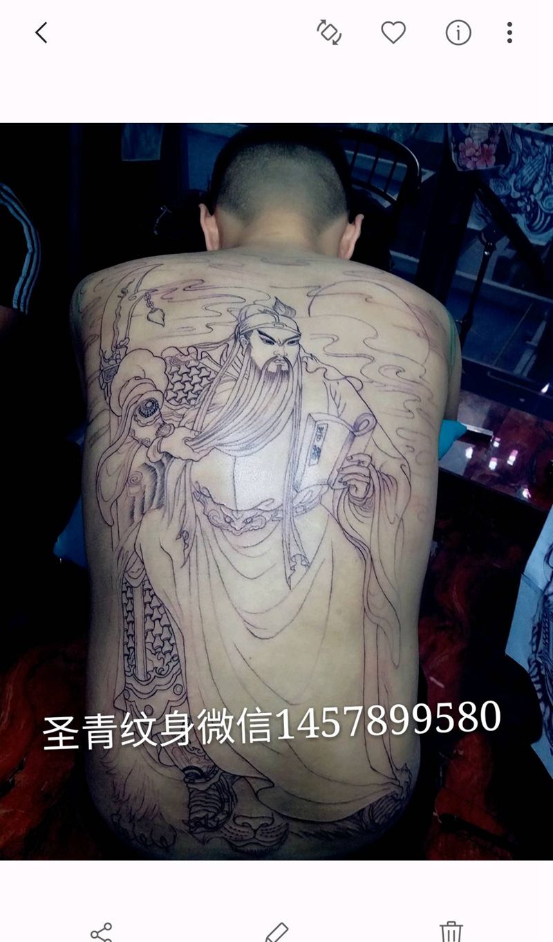 关公线条完成喜欢的约我纹身图片