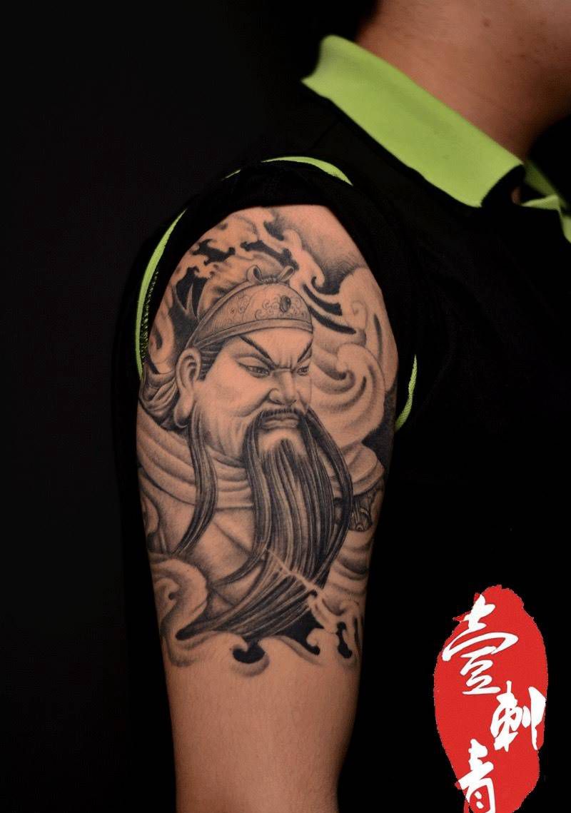二爷纹身图片_成品手臂传统人物纹身图案