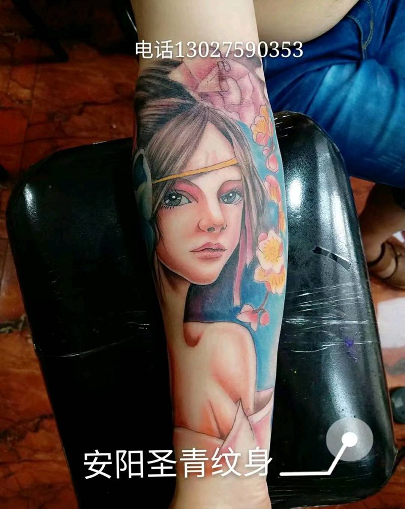 漂亮艺姬纹身图片