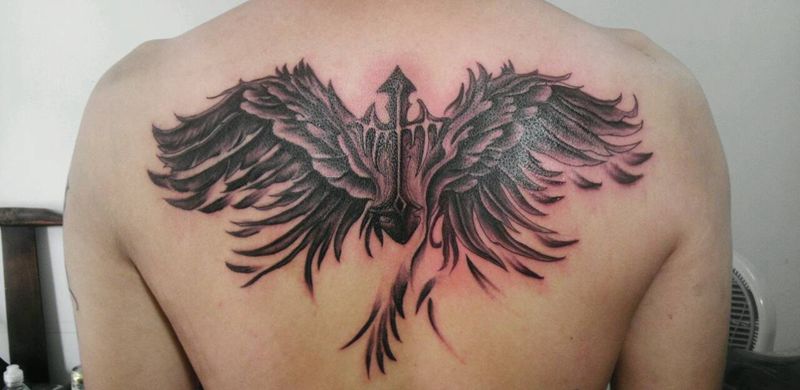 3000纹身图片_肩部腹部腰部背部手臂腿部欧美动物翅膀成品纹身图案