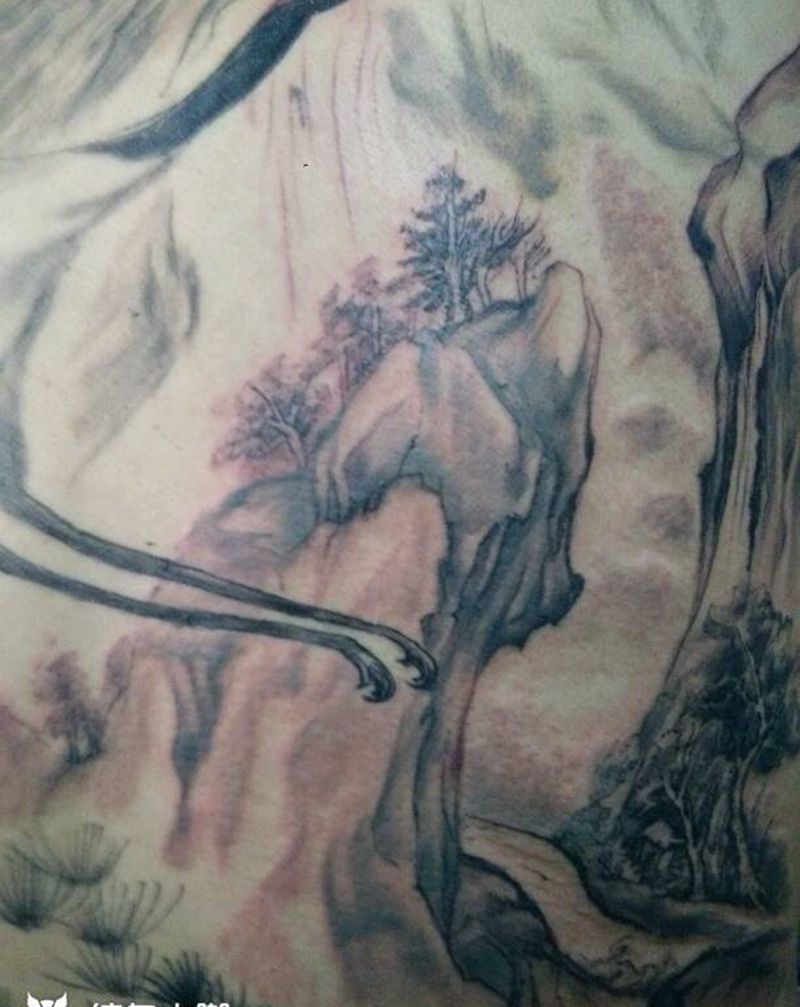 国画纹身图片_背部传统原创成品纹身图案