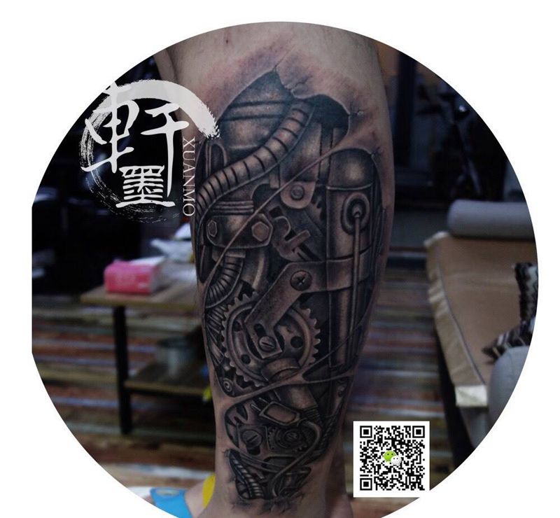 机械腿纹身图片