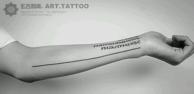 字母纹身图片_手臂欧美清新写实几何字符原创成品纹身图案
