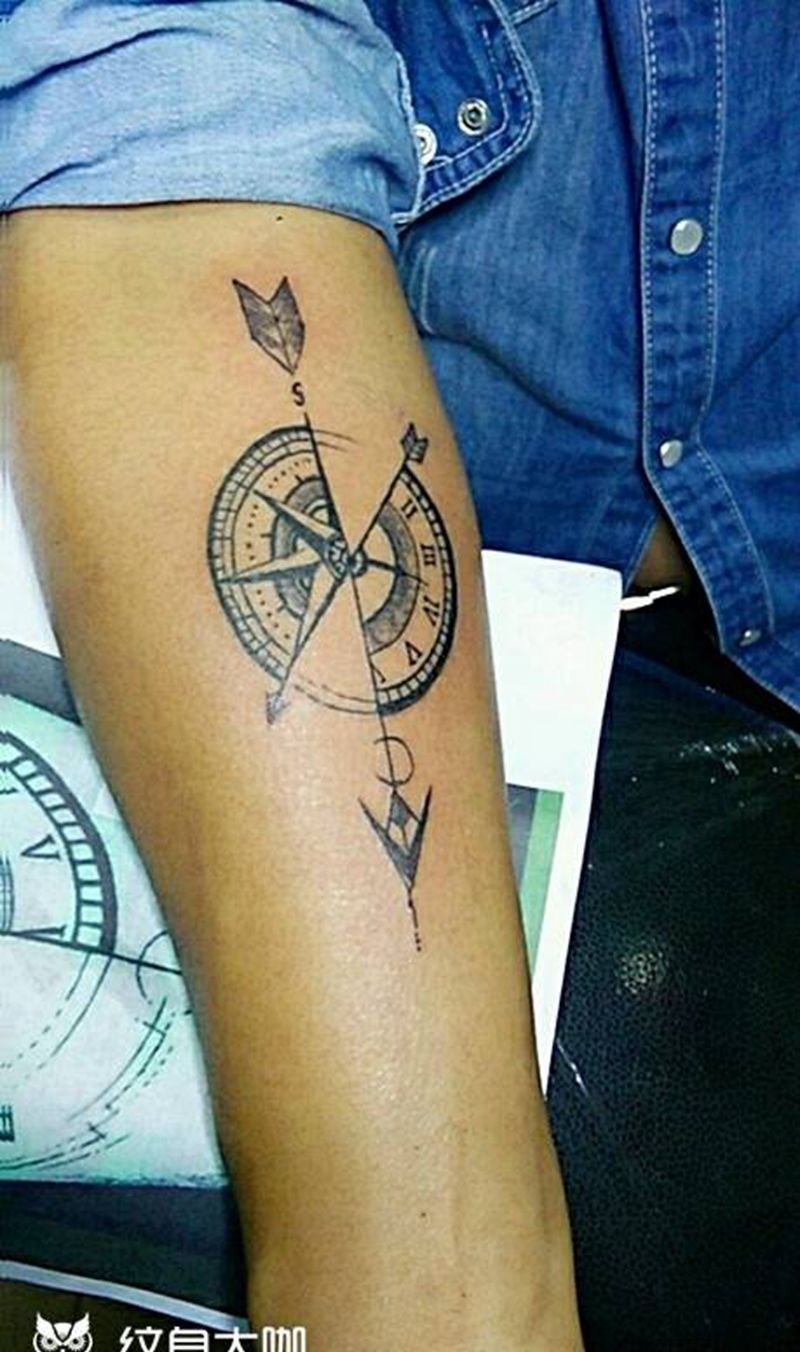 指南针纹身图片