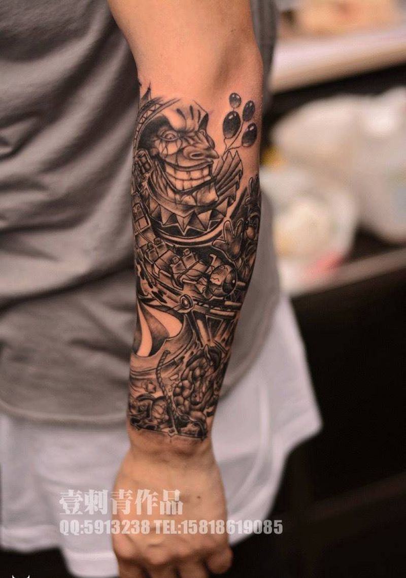 游乐场纹身图片_成品手臂欧美静物纹身图案