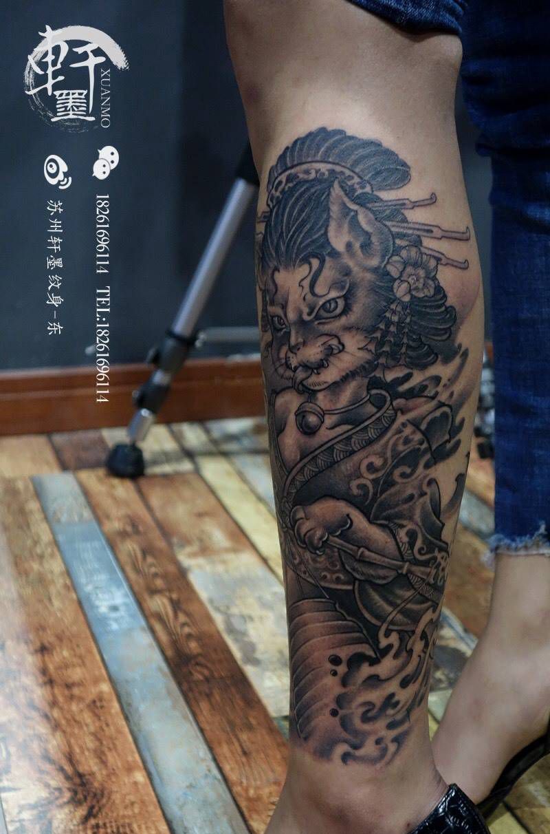 猫艺妓纹身图片