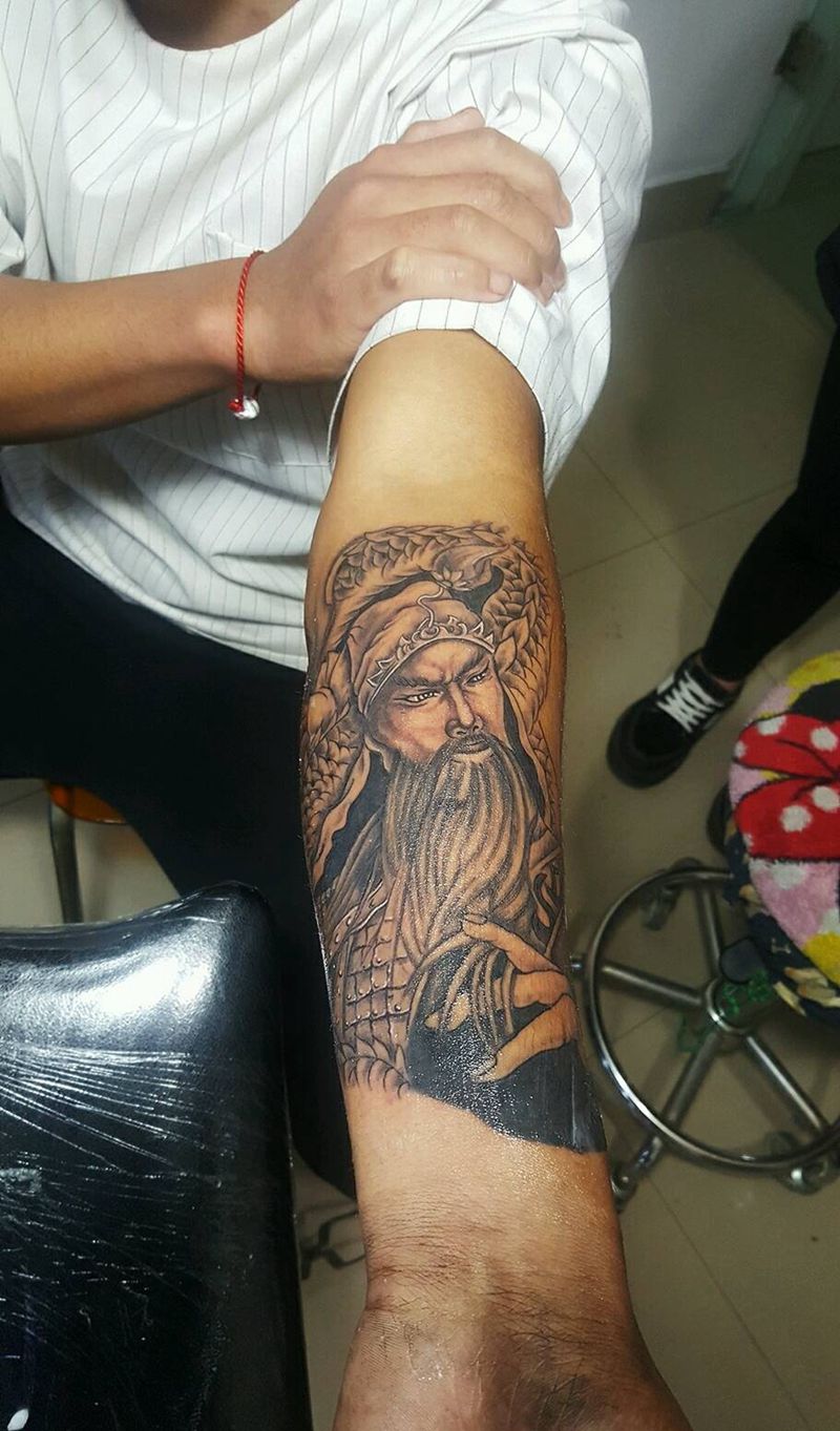 关羽纹身图片_肩部腹部背部臀部手臂腿部传统人物关公成品纹身图案