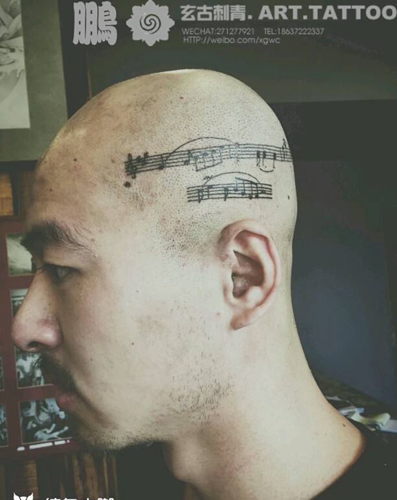 五线谱纹身图片_欧美传统习俗肖像清新写实国画贴纸几何成品纹身图案