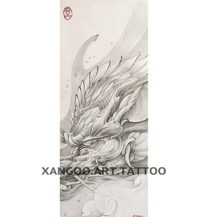云鹏师傅一些手稿纹身图片_插画手稿传统背部手臂胸部纹身图案