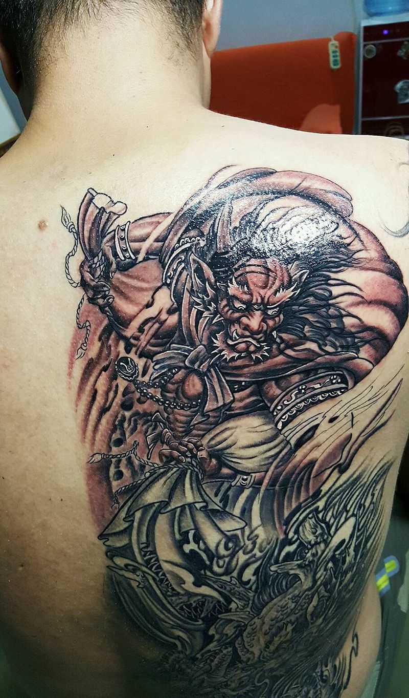 风神纹身图片_肩部胸部背部腿部传统人物鬼神宗教风神成品纹身图案