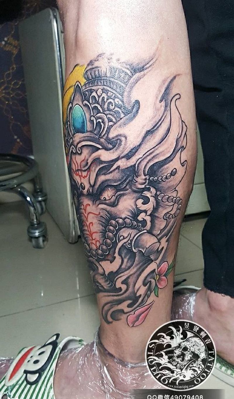象神纹身图片_肩部背部手臂腿部传统人物鬼神宗教象神成品纹身图案
