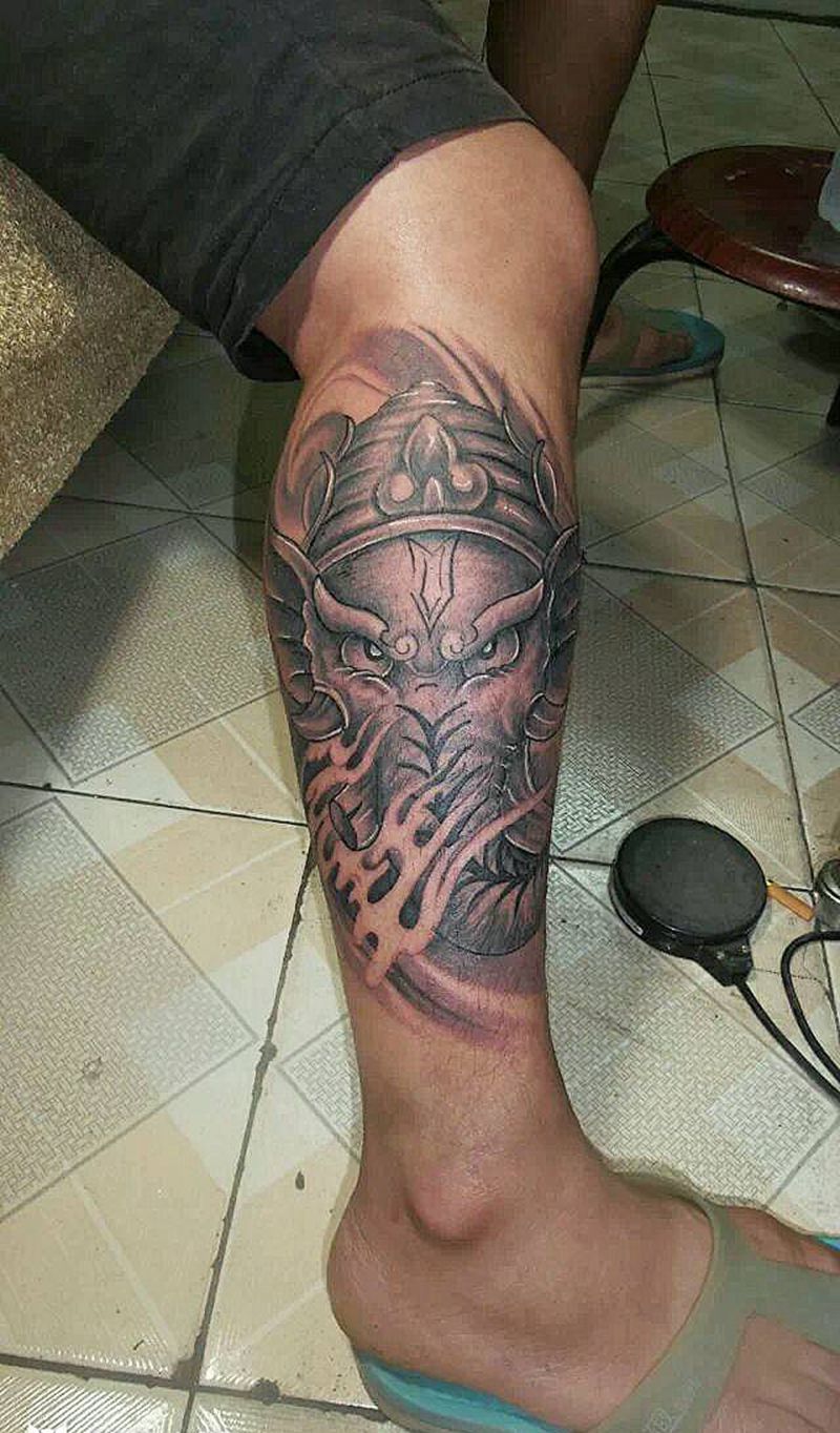 象神纹身图片_腹部腰部背部臀部腿部传统鬼神宗教象神成品纹身图案