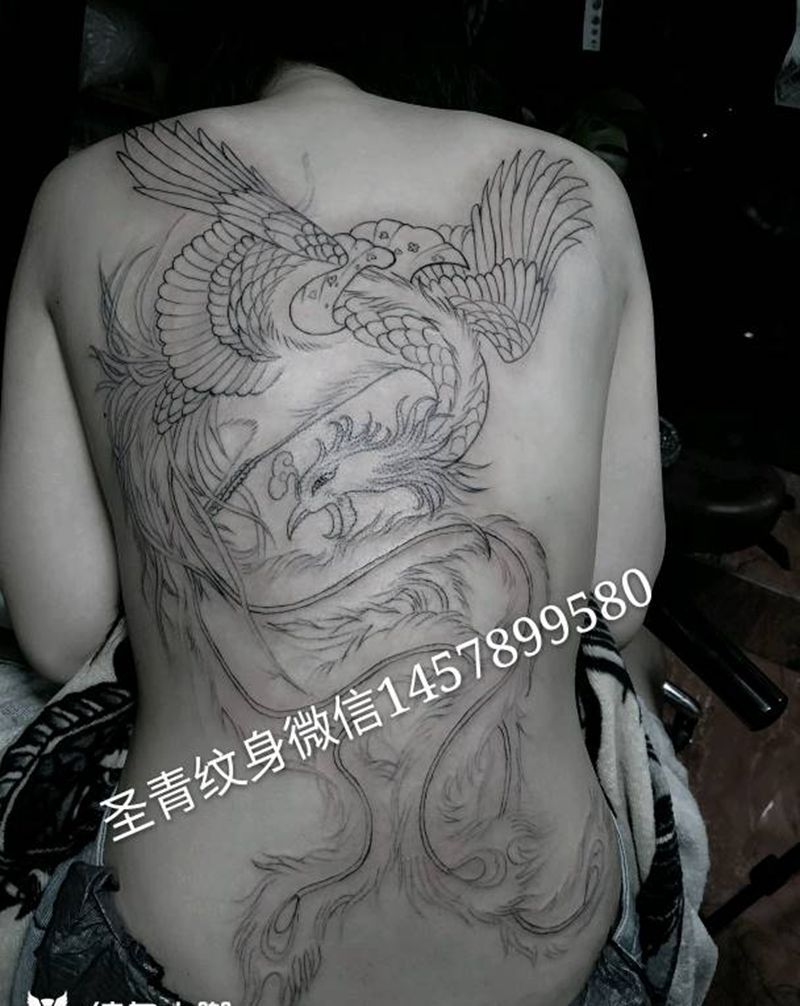 凤凰完成喜欢的约我微信我纹身图片