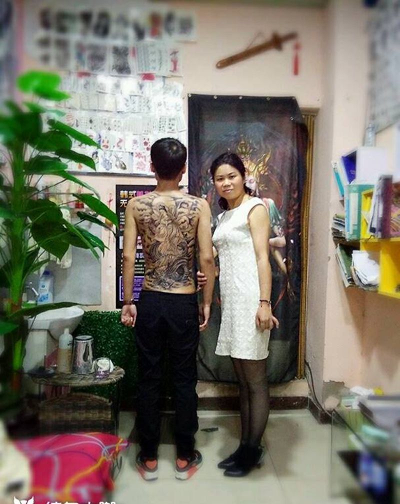 观音乘龙纹身图片