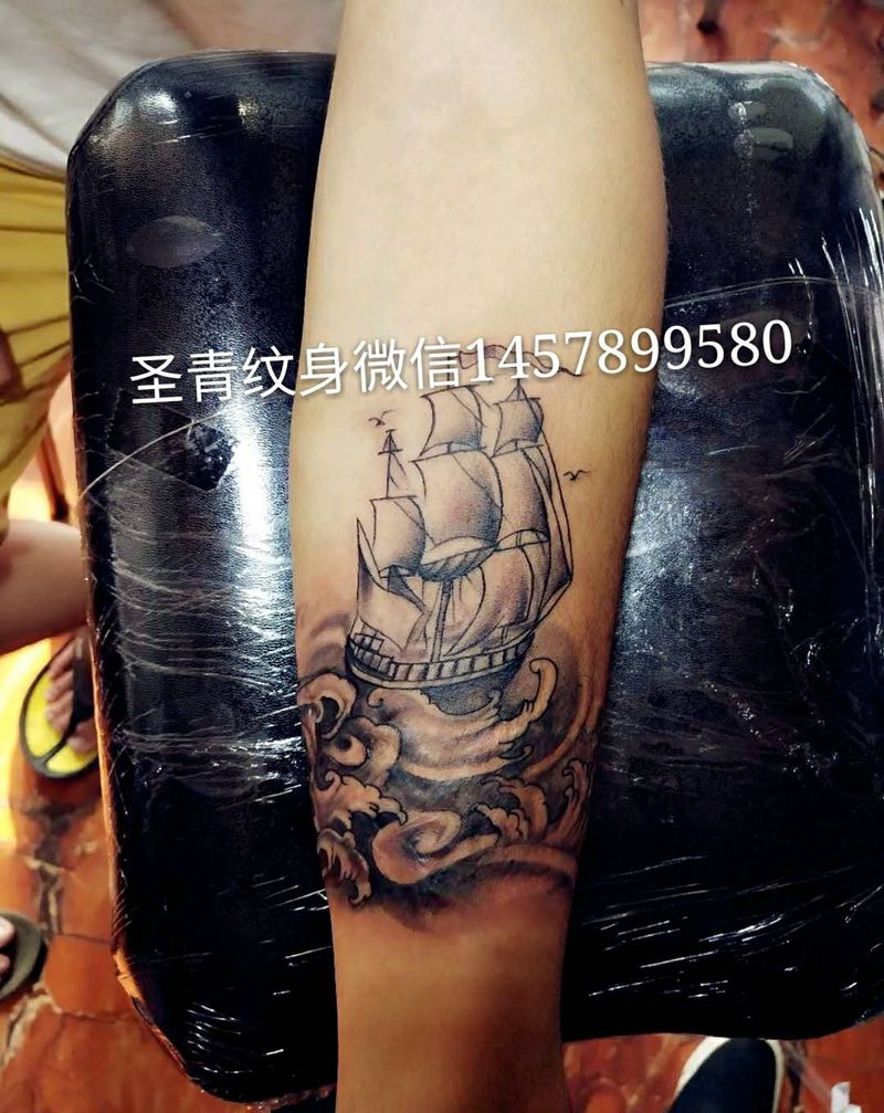 帆船完成喜欢的约起纹身图片
