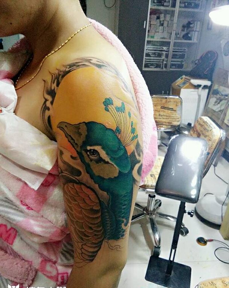 未完成花臂，纹身图片