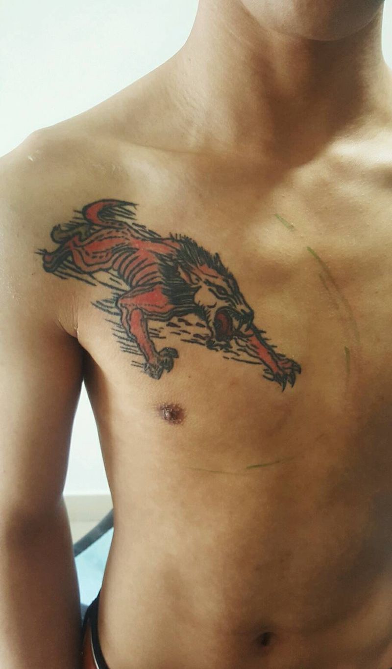 遮盖前 遮盖后 鱼纹身图片_肩部胸部腰部背部手臂腿部传统动物鲤鱼成品纹身图案