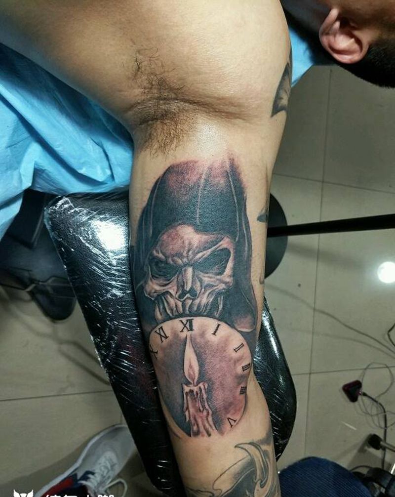 死神纹身图片_肩部胸部腰部背部手臂腿部欧美鬼神死神成品纹身图案