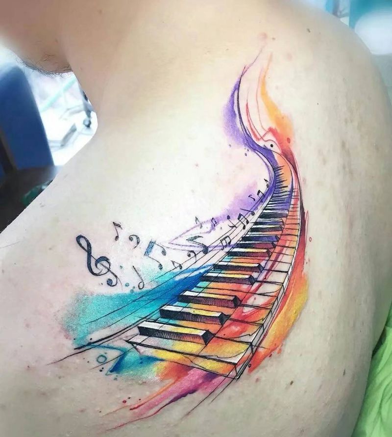 彩色纹身图片_水彩水墨纹身图案