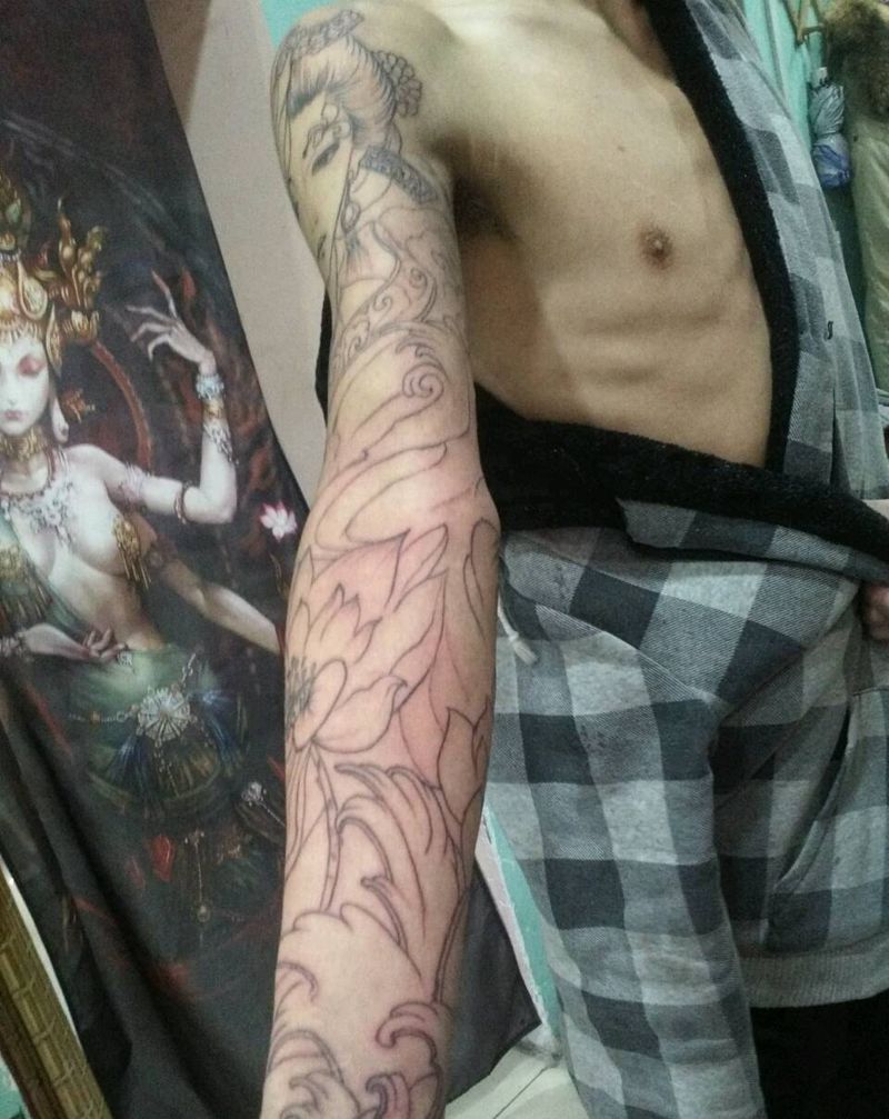 花臂未完成纹身图片