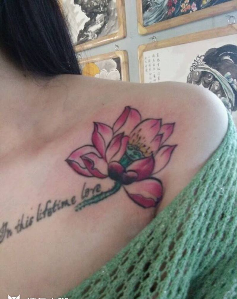 花纹身图片_颈部传统植物成品纹身图案