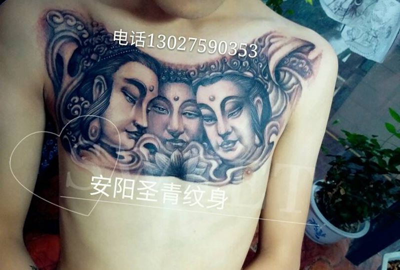 完成，三面佛纹身图片