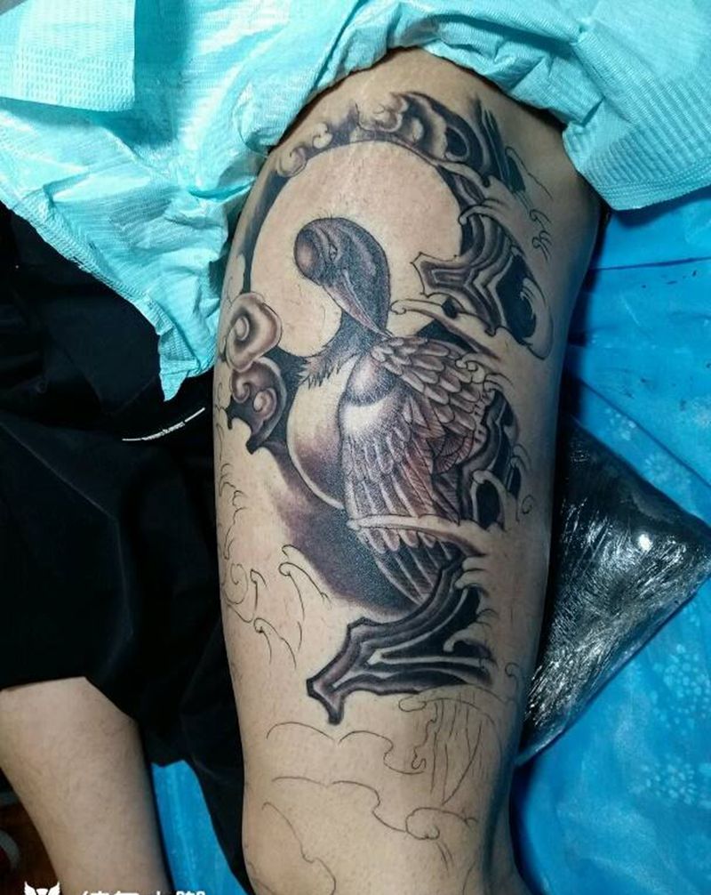 仙鹤完成纹身图片