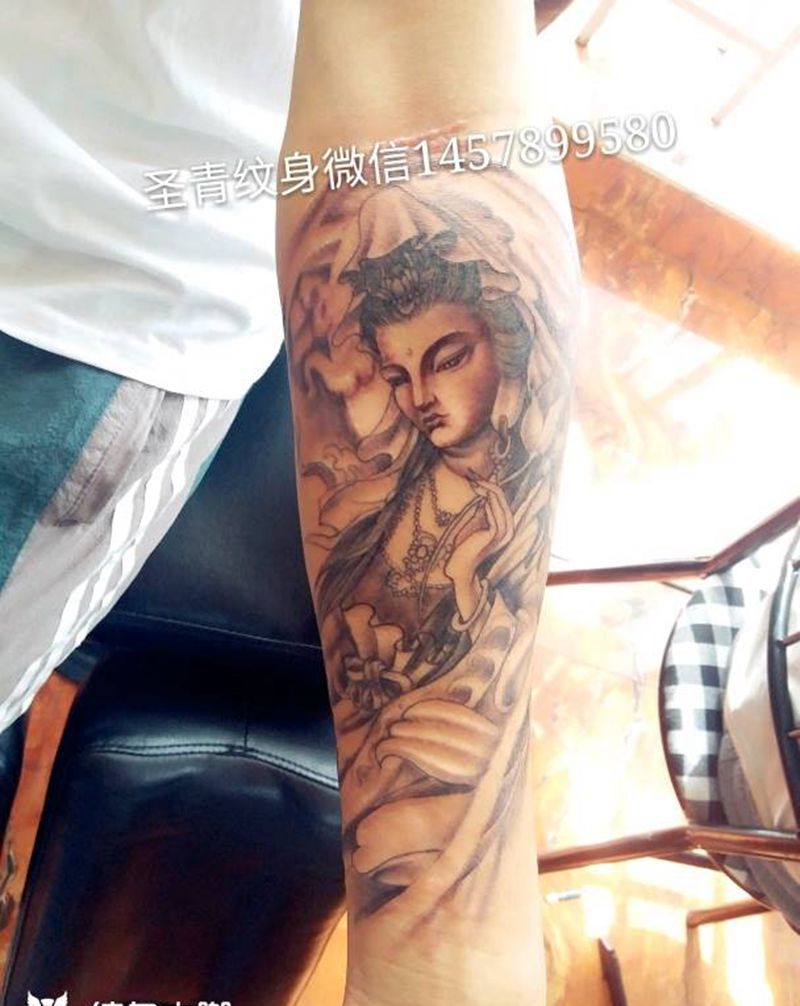 观音完成喜欢的约我微信纹身图片