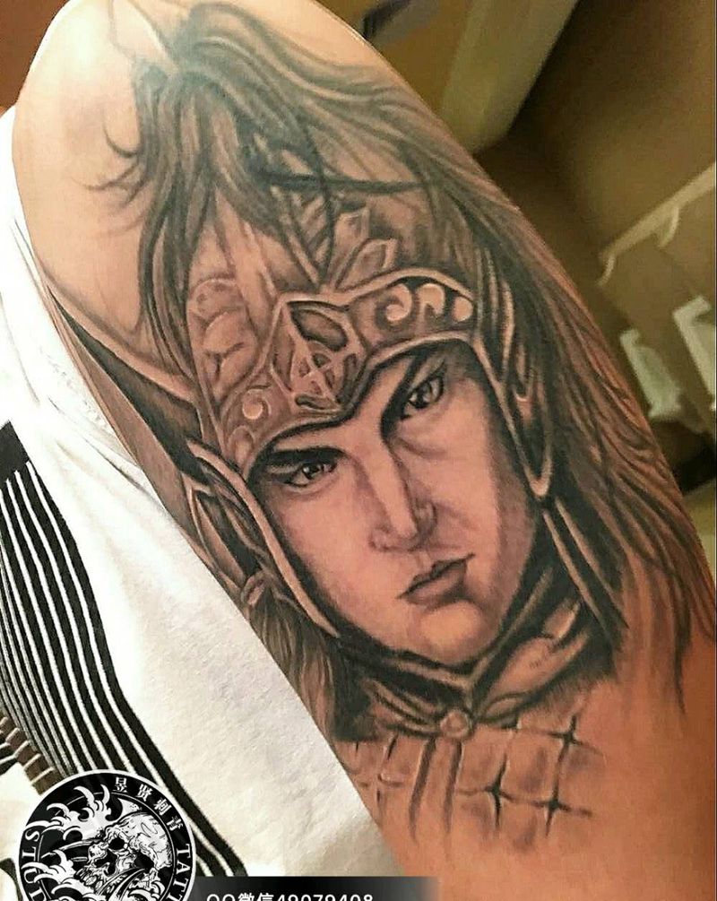 恢复后 赵云纹身图片_肩部腹部腰部手臂腿部手部传统人物赵云成品纹身图案