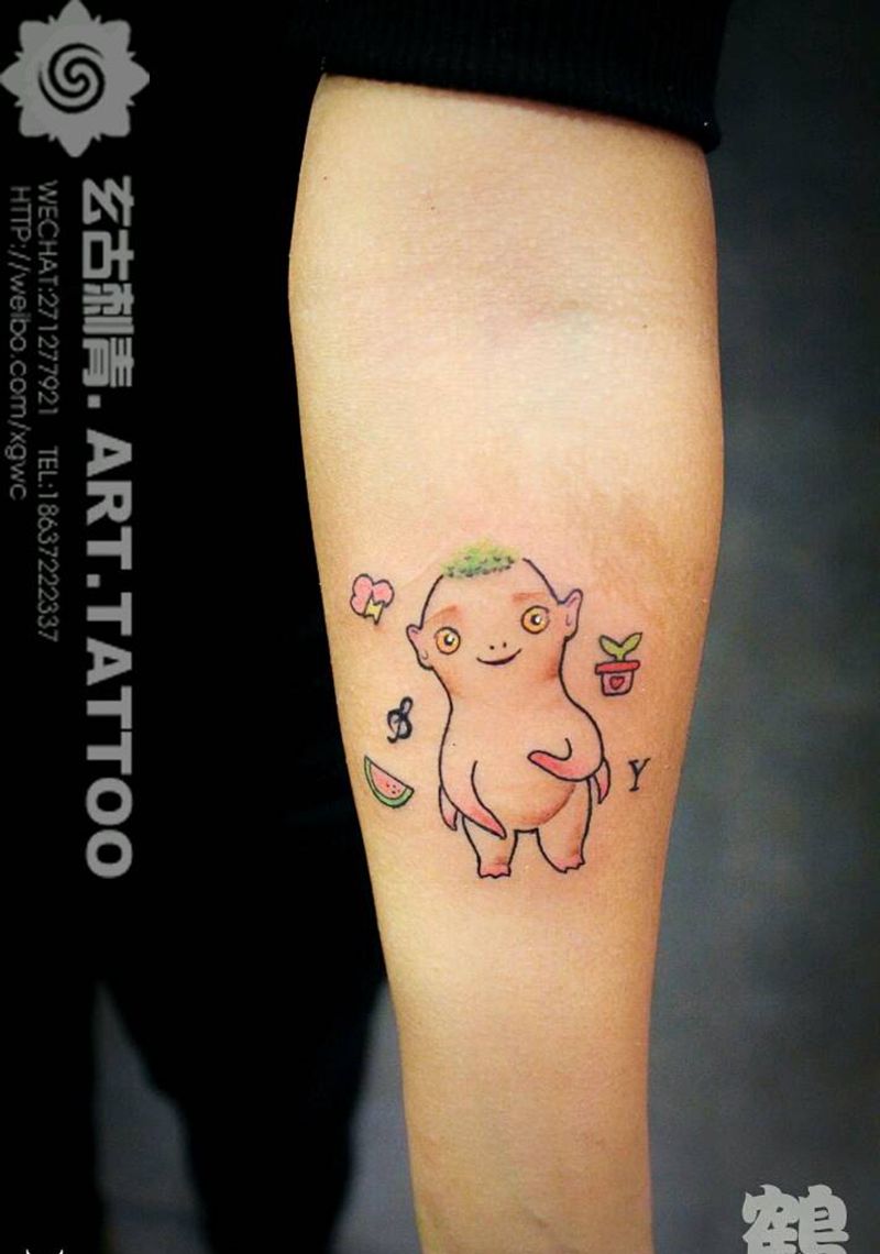 胡巴纹身图片_手臂欧美清新贴纸几何字符动物人物植物成品纹身图案