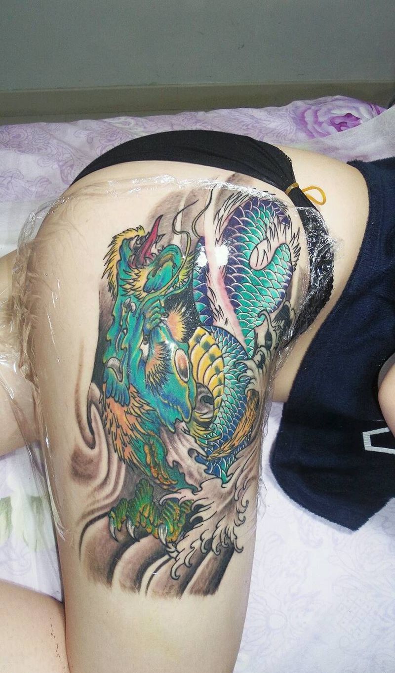 恢复前纹身图片_肩部腰部背部腿部传统动物鬼神宗教龙成品纹身图案