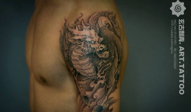 麒麟纹身图片_手臂传统习俗写实国画动物鬼神宗教原创成品纹身图案