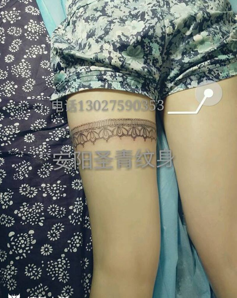 蕾丝完成纹身图片