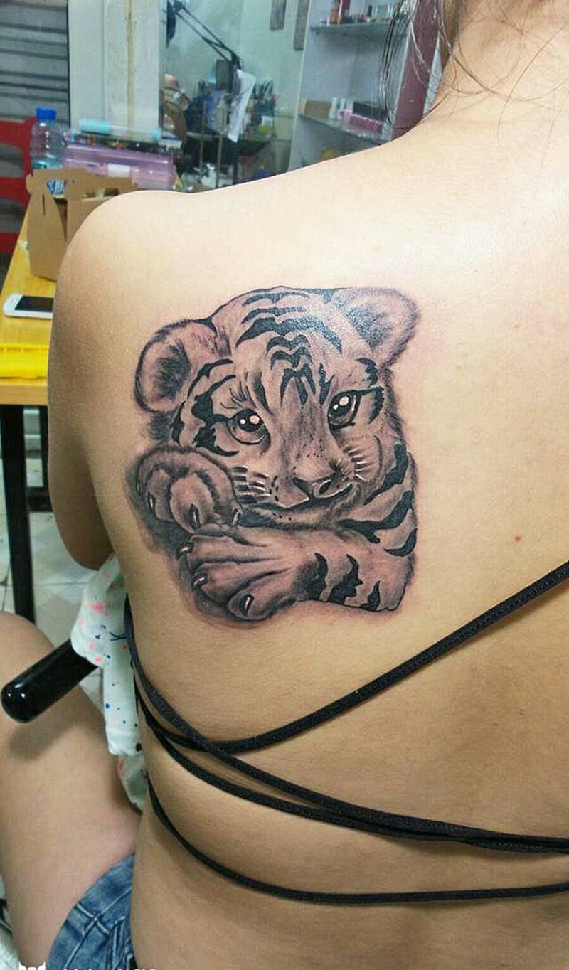 老虎纹身图片_肩部腰部背部臀部手臂腿部欧美动物虎成品纹身图案