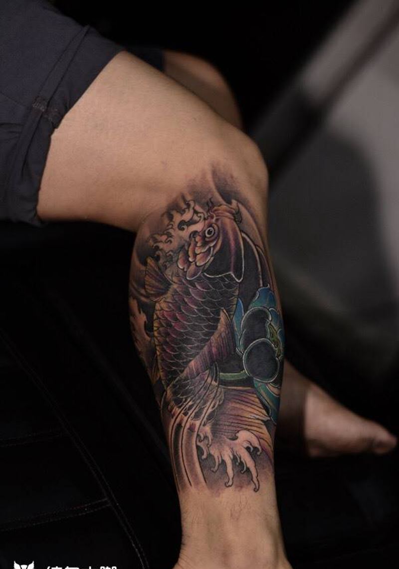 鱼遮盖纹身图片