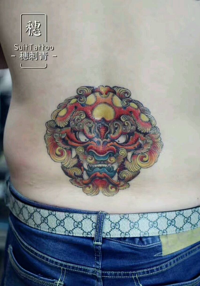 大唐狮纹身图片