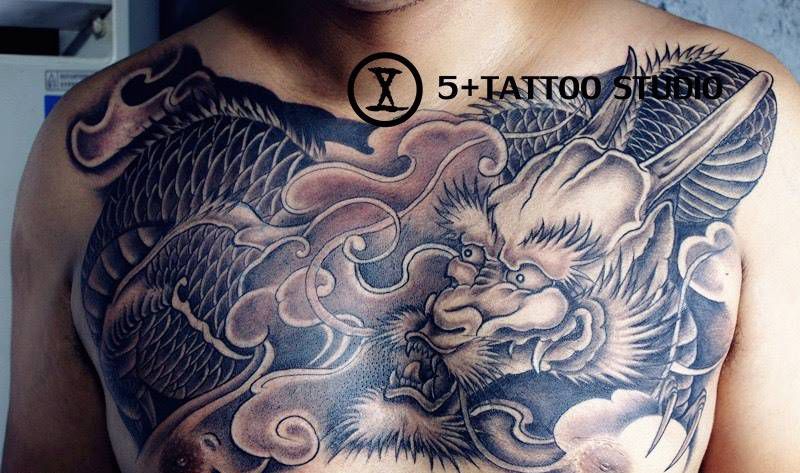 大龙遮盖纹身图片