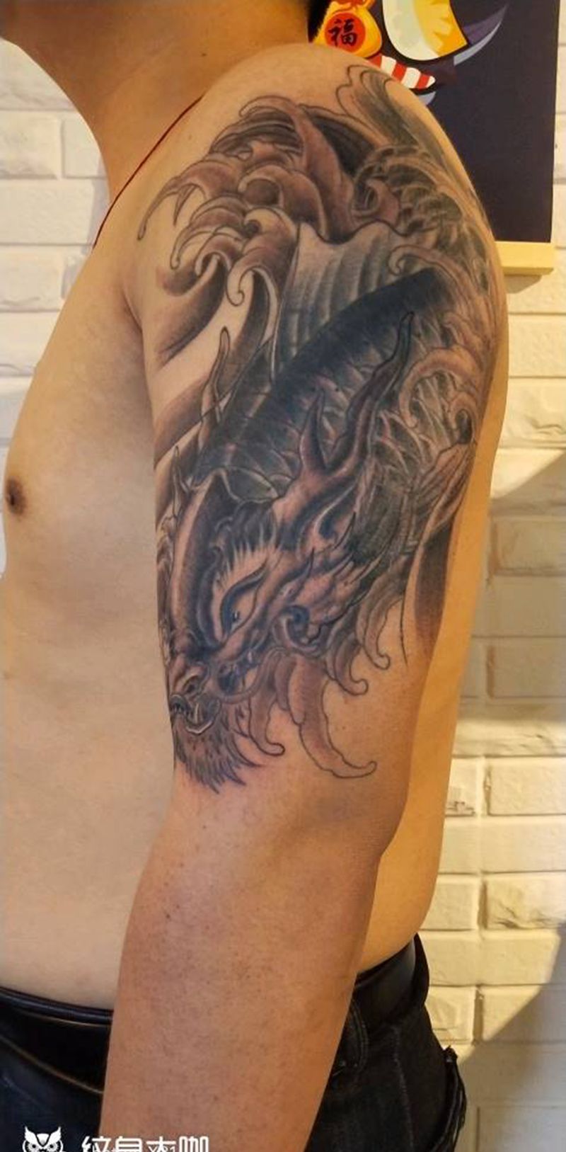 遮盖完成……考虑到是遮盖，把原纹身图片_手臂纹身图案