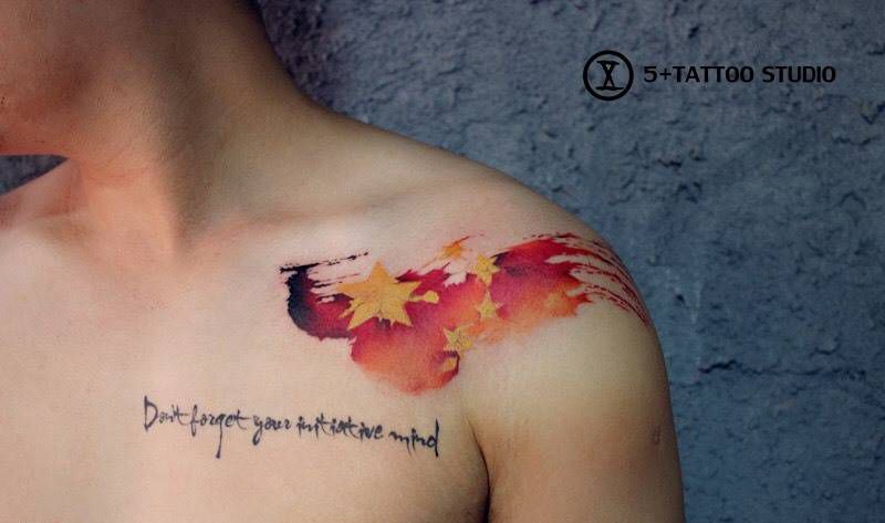 五星红旗纹身图片