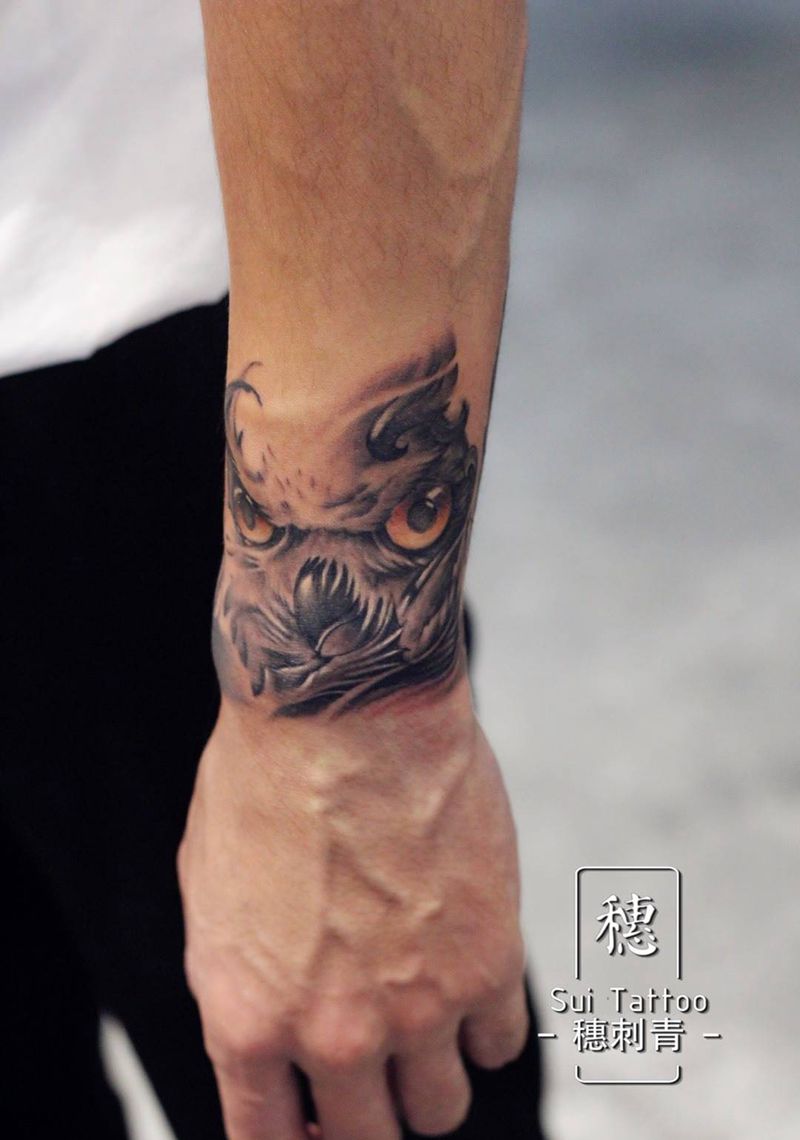 猫头鹰!纹身图片