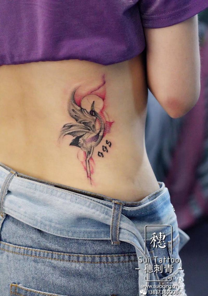 鹤纹身图片