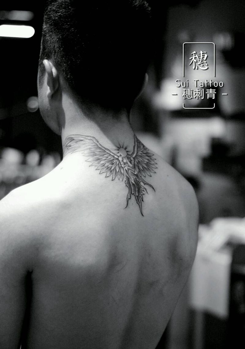 社会脖子纹身图片