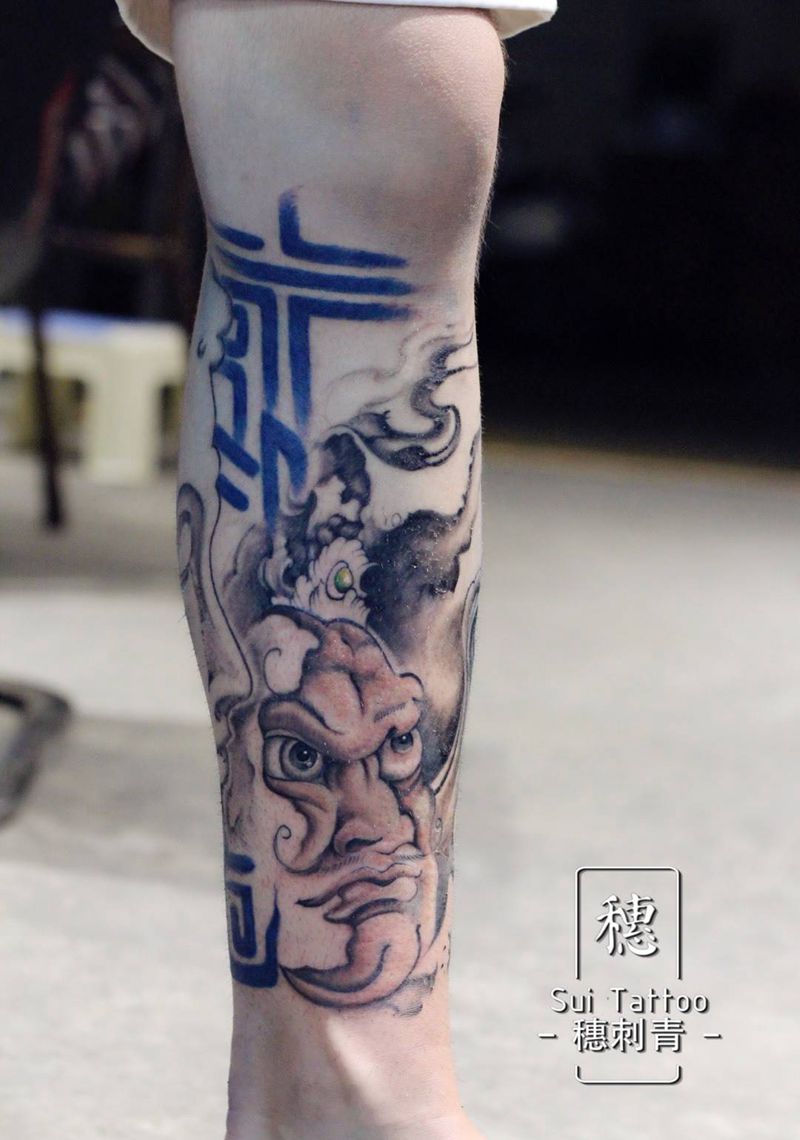 包小腿纹身图片